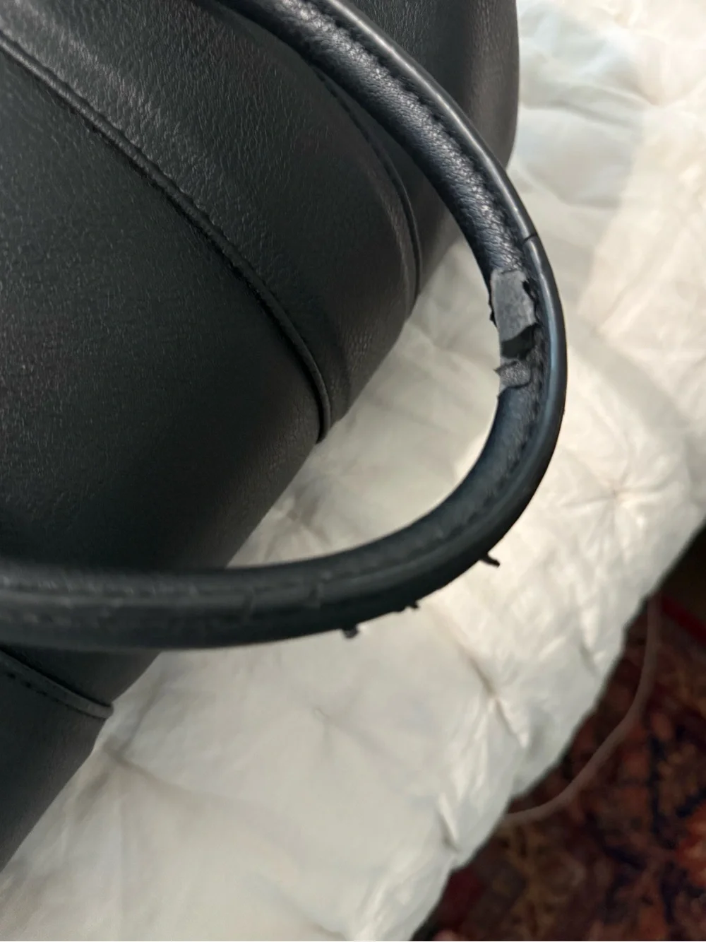 Ted Baker Black Leather Weekender Duffel Bag with Navy Stripe